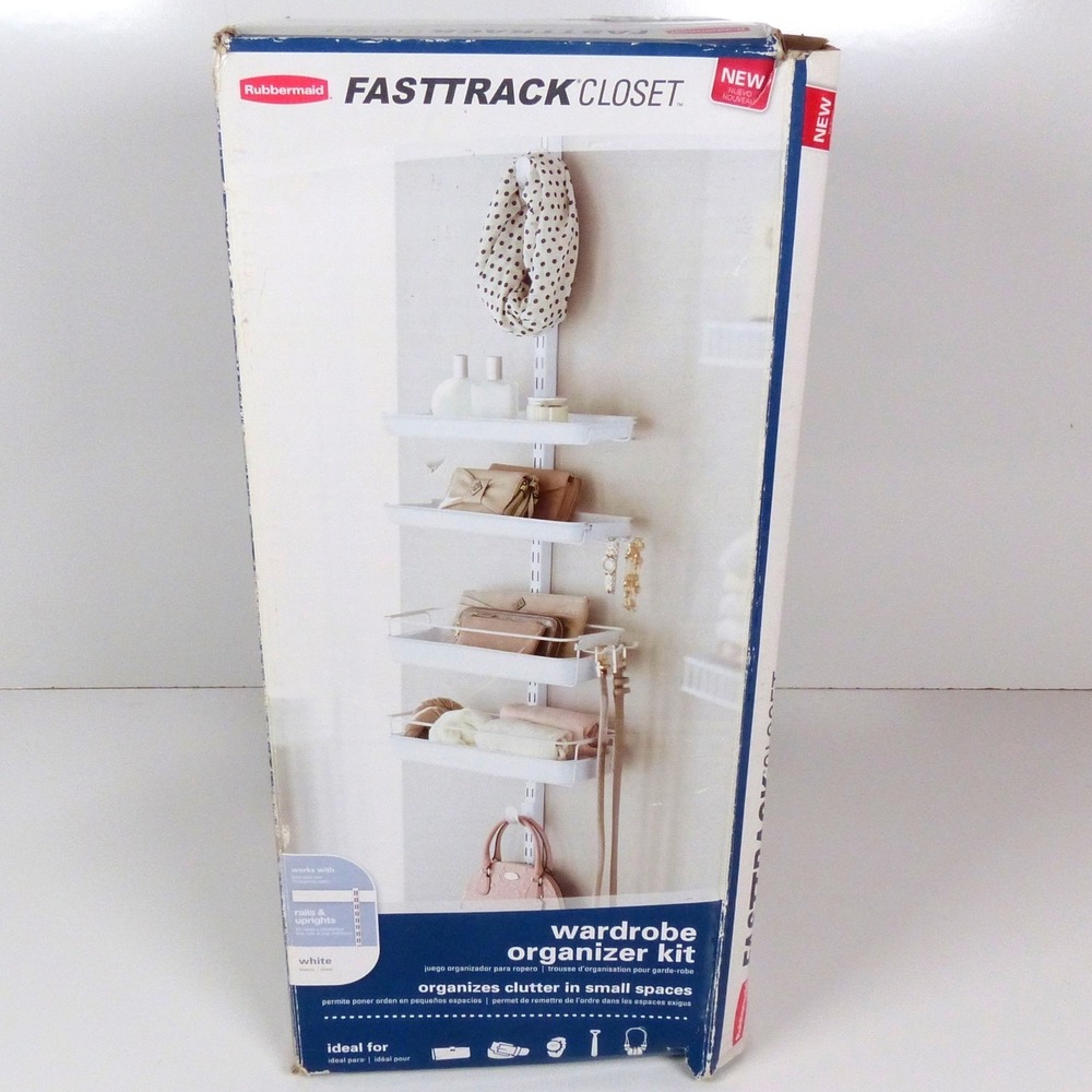 Rubbermaid FastTrack Wardrobe Organizer Kit Storage Bins 1954966 Plus Extras